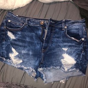 Dark wash super stretch AE shorts